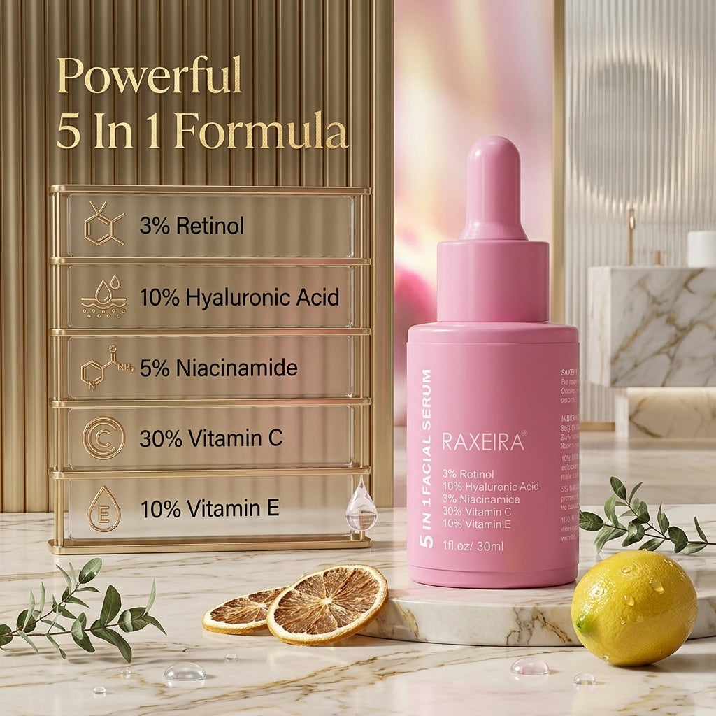 RAXEIRA 5-in-1 Facial Serum 30ml | Anti-Ageing, Brightening & Hydrating
