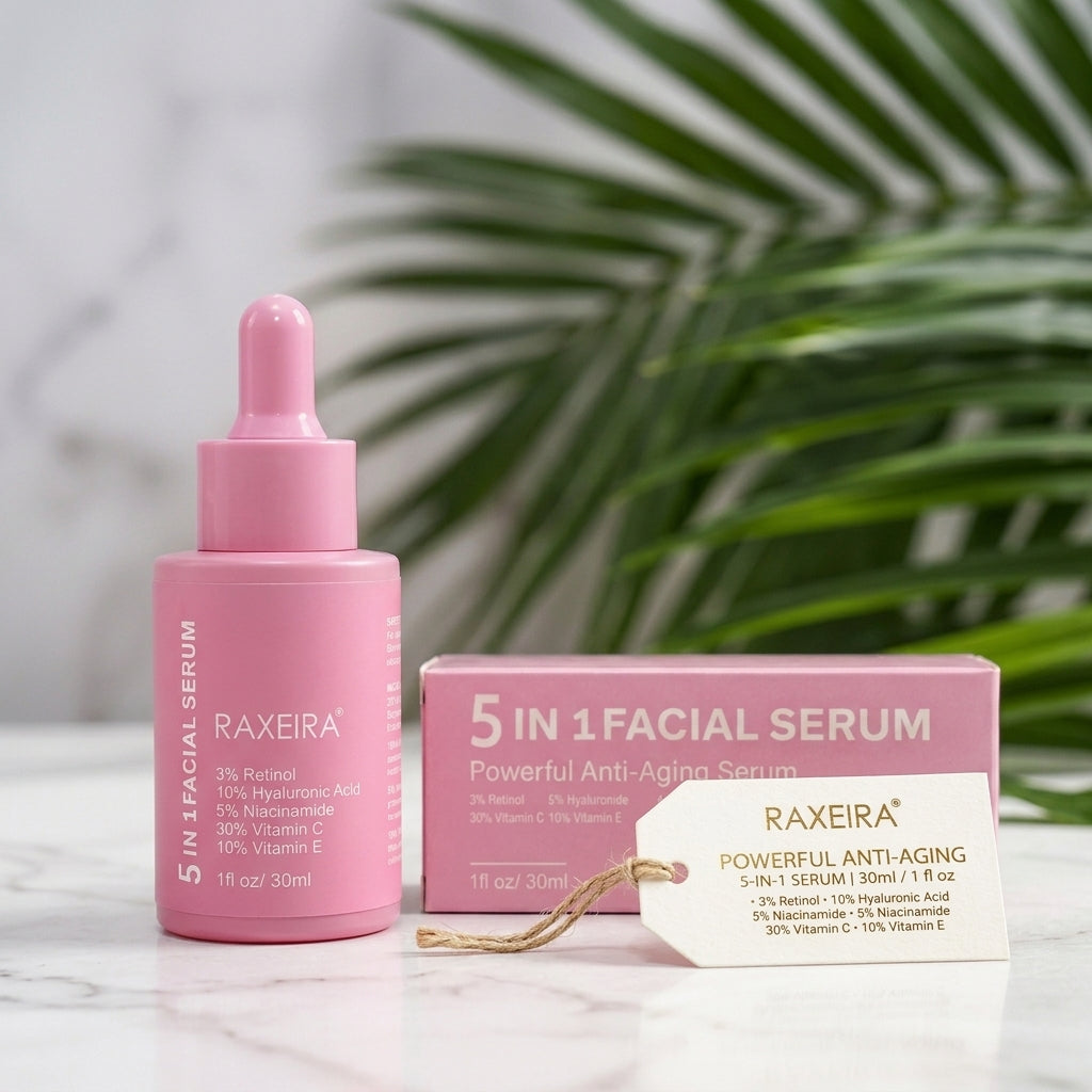 RAXEIRA 5-in-1 Facial Serum 30ml | Anti-Ageing, Brightening & Hydrating
